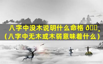 八字中没木说明什么命格 🌸 （八字中无木或木弱意味着什么）